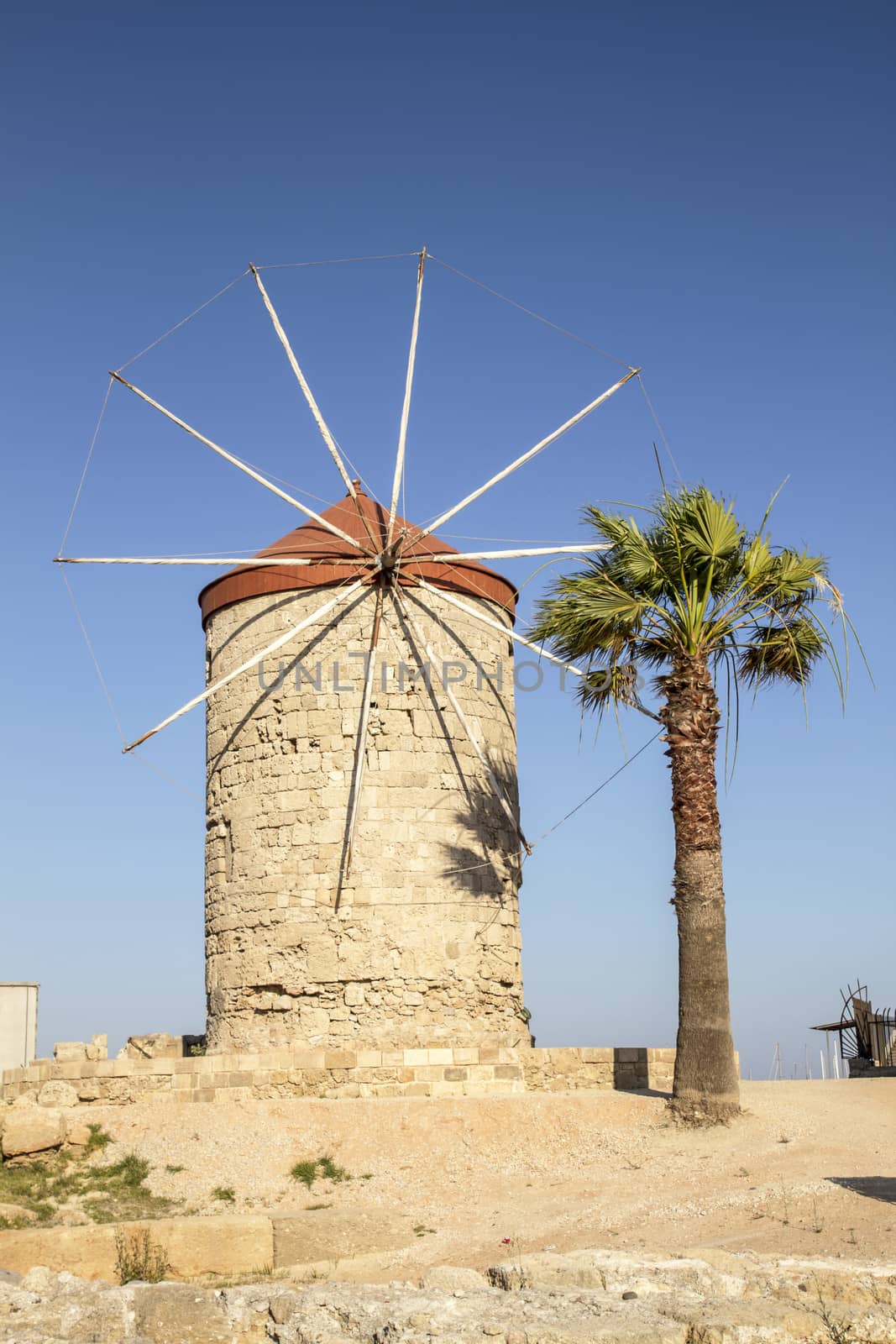 Mandraki Harbour windmills ,Rhodes Island,Greece