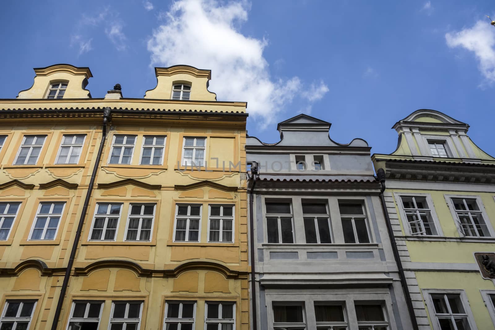 Windows of old buildings in Prague 