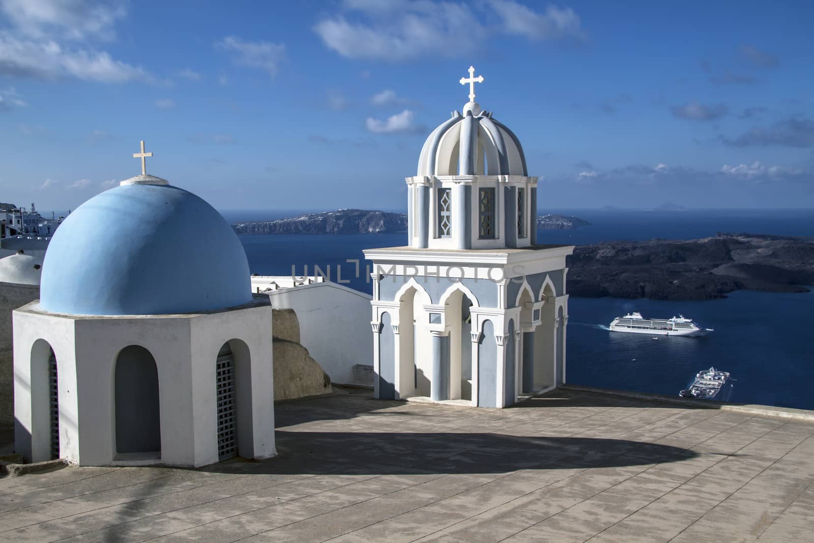 Beautiful landscape of Oia church, Santorini, Greece