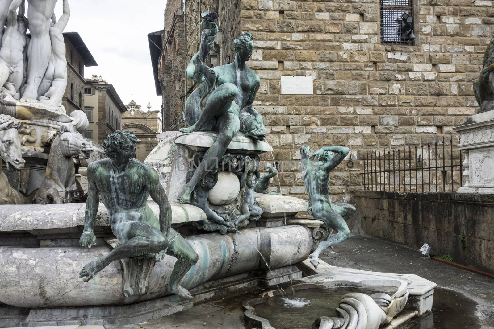 Fountain of Neptune on Piazza della Signoria in Florence, Italy 