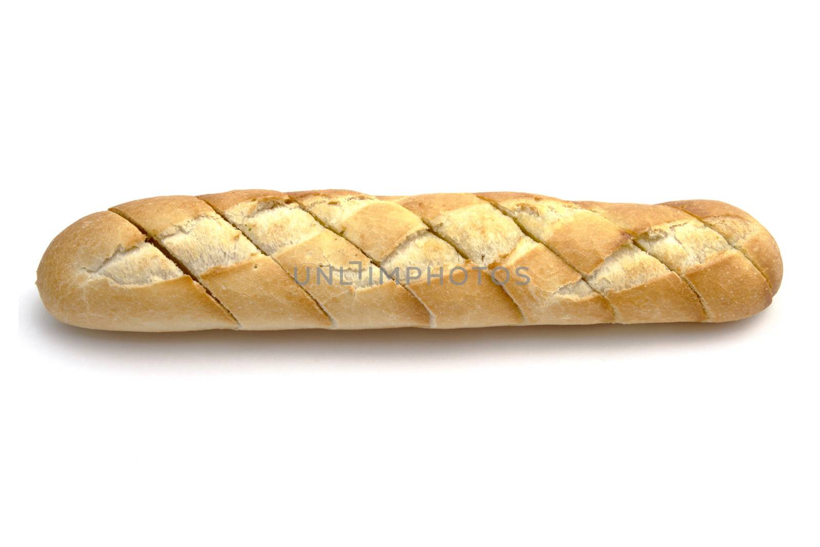 garlic baguette isolated on white background