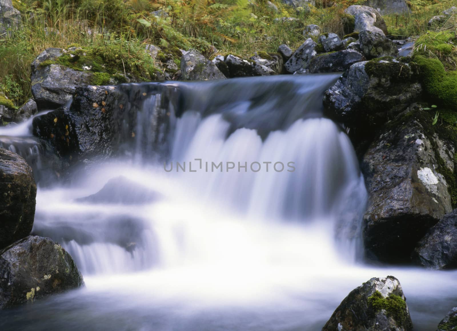 Nature landscape of mountain waterfall 