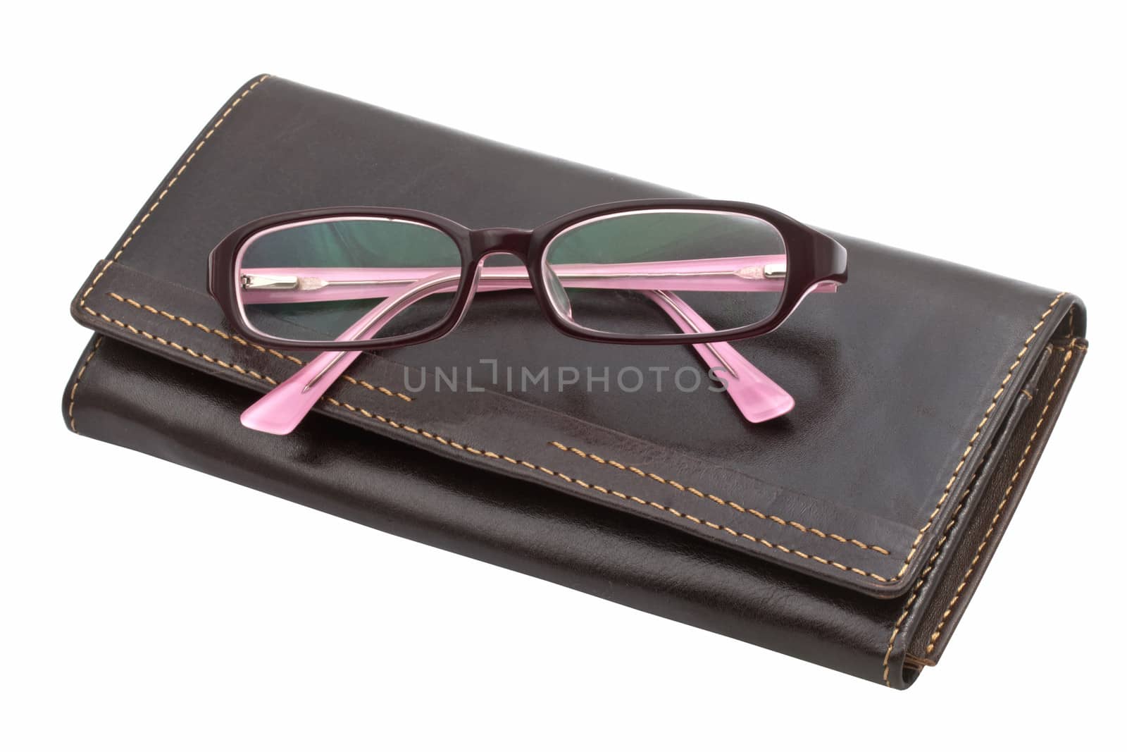 notebook and glasses isolated on white background 