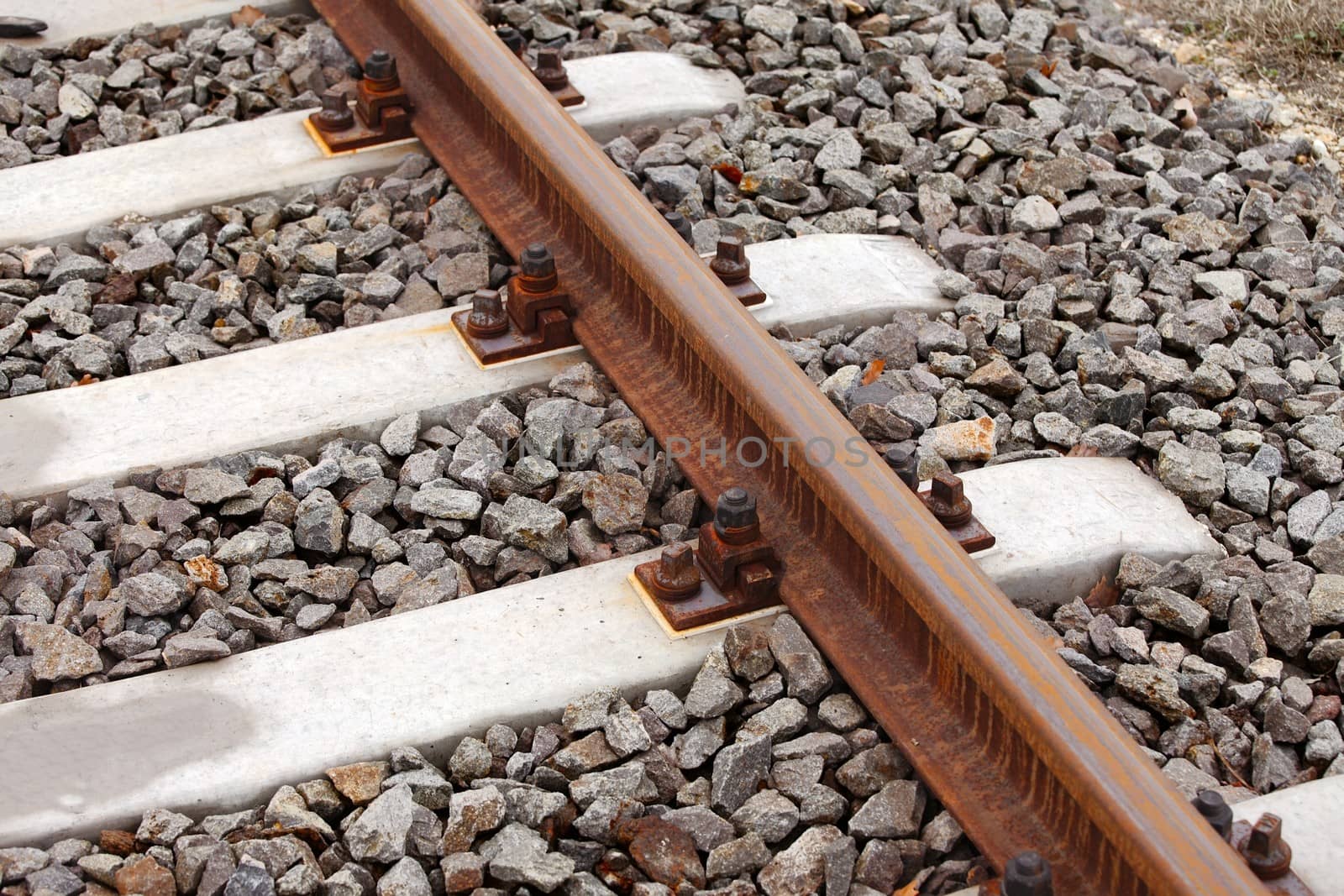 Railway track rusty close up