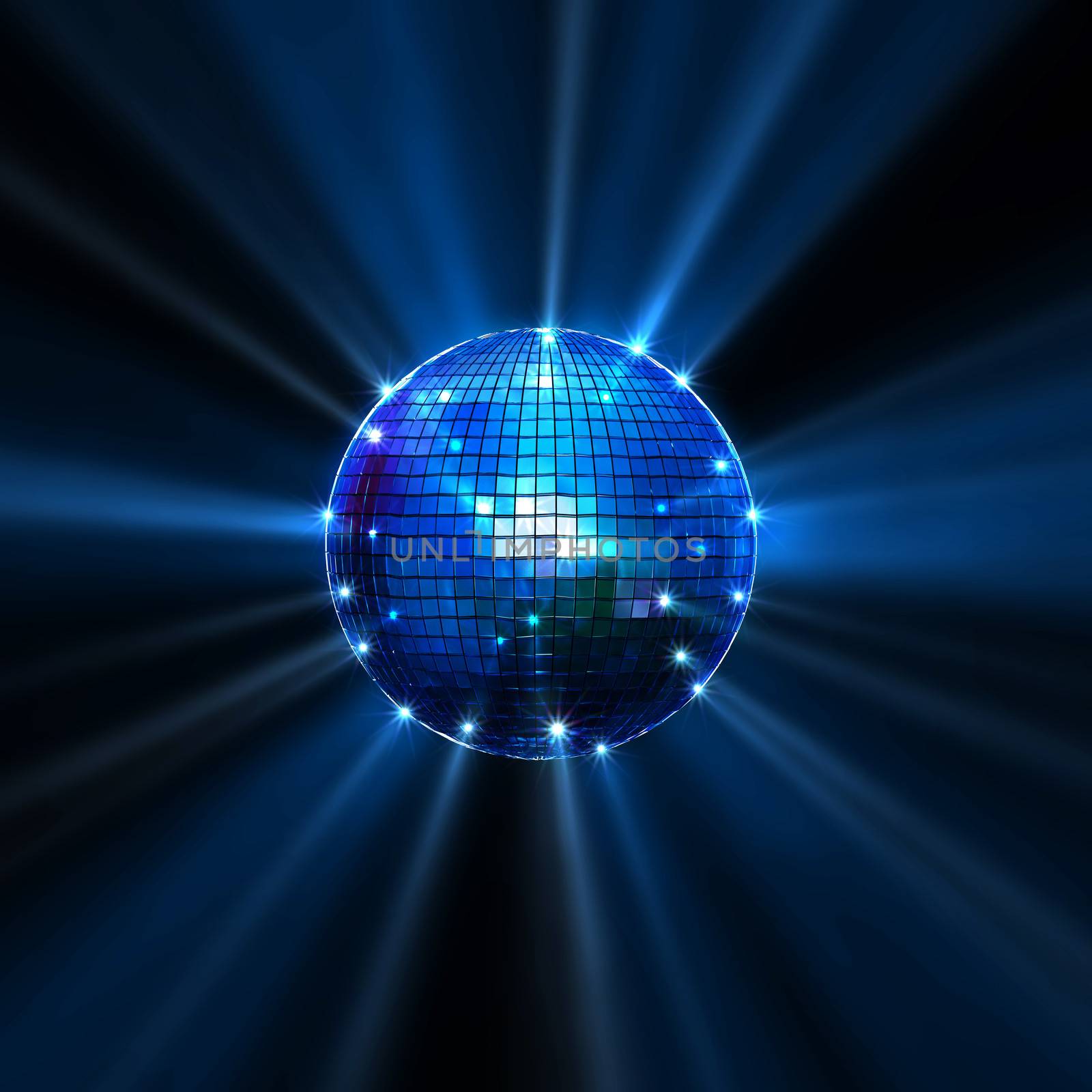 Colorful mirror disco balls with rays (3d images)