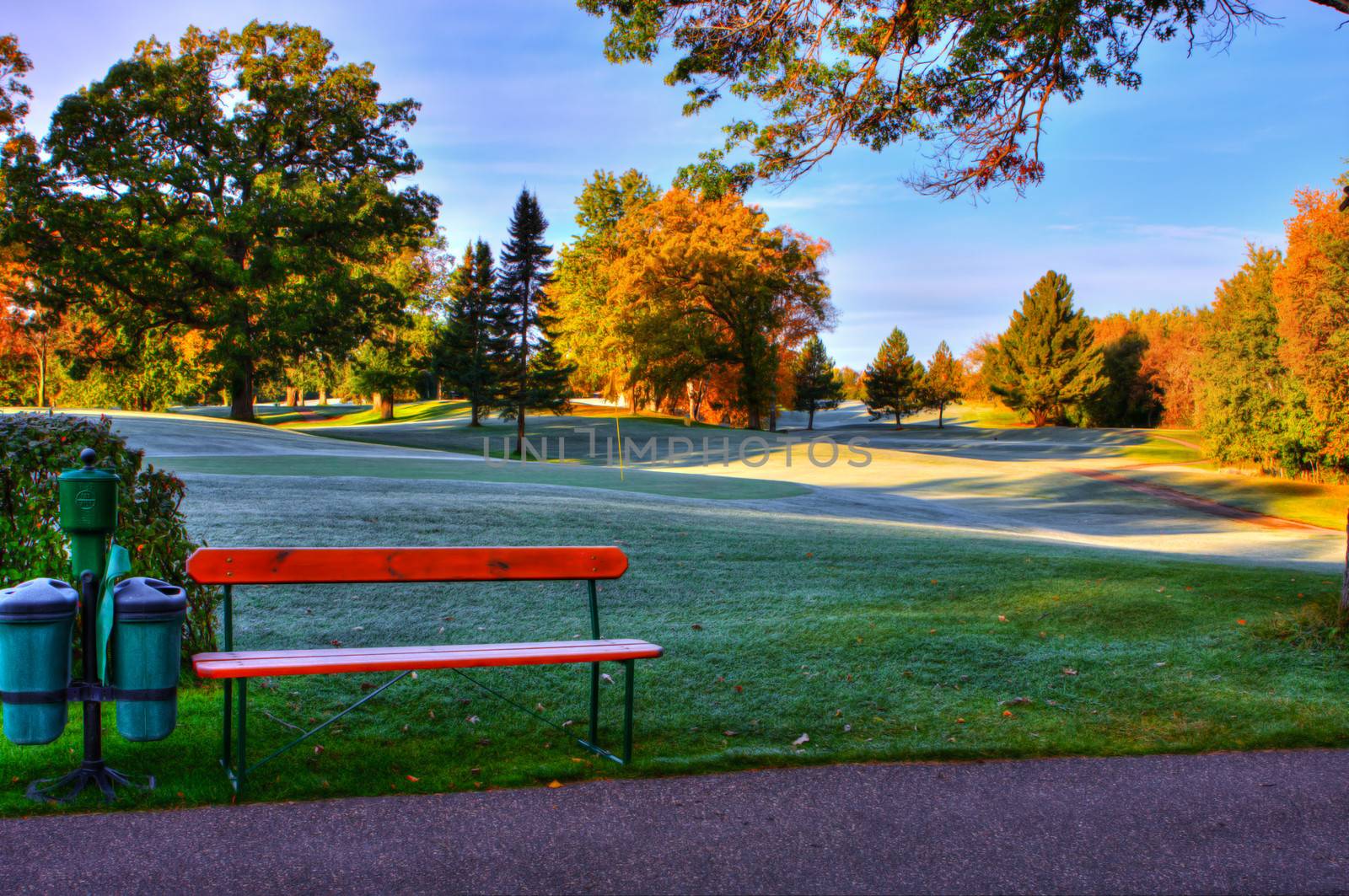 October's Fall Colors at the Golf Course in soft focus