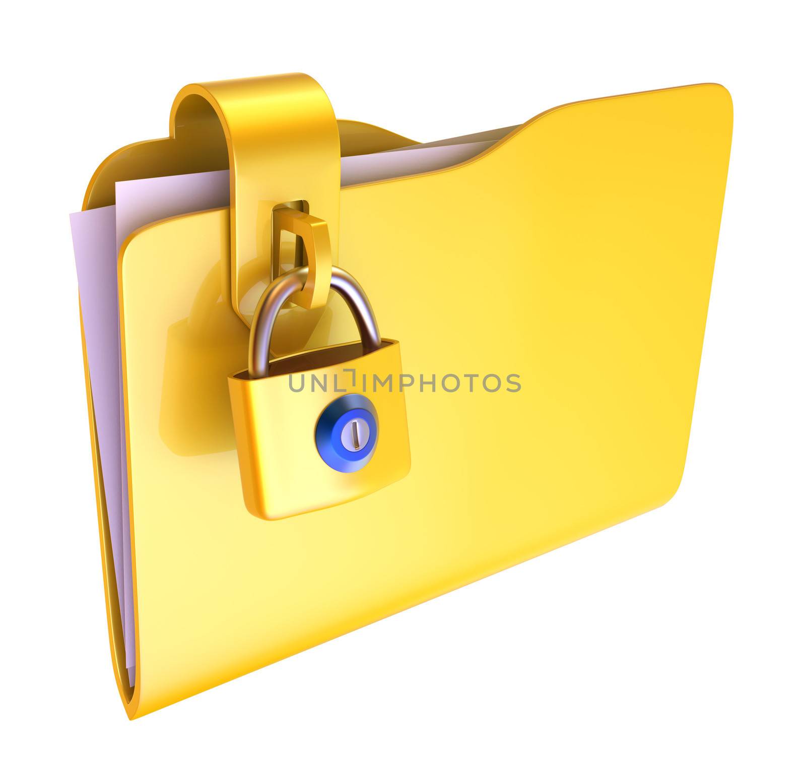 The yellow folder with hinged lock (3d images)