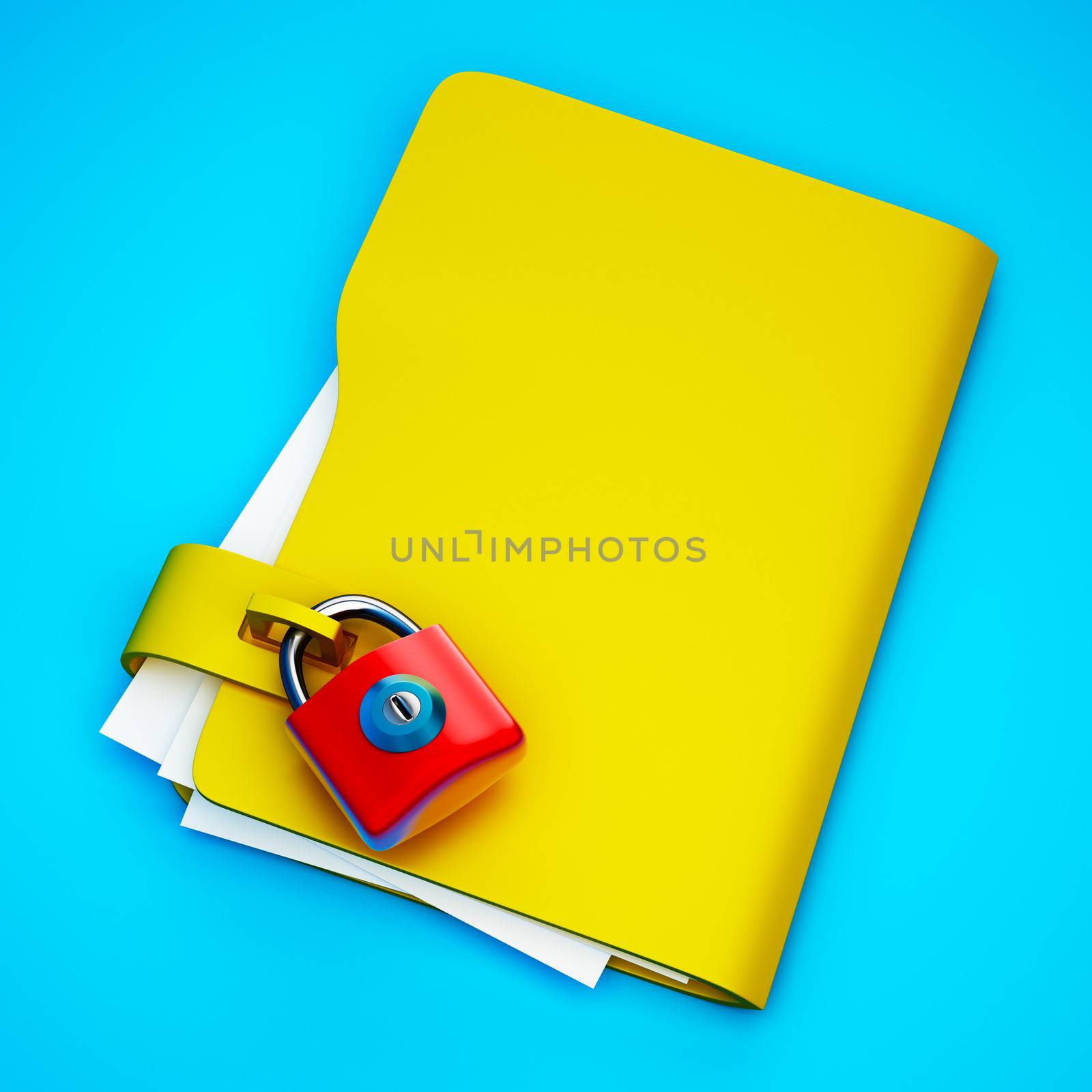The yellow folder with hinged lock (3d images)