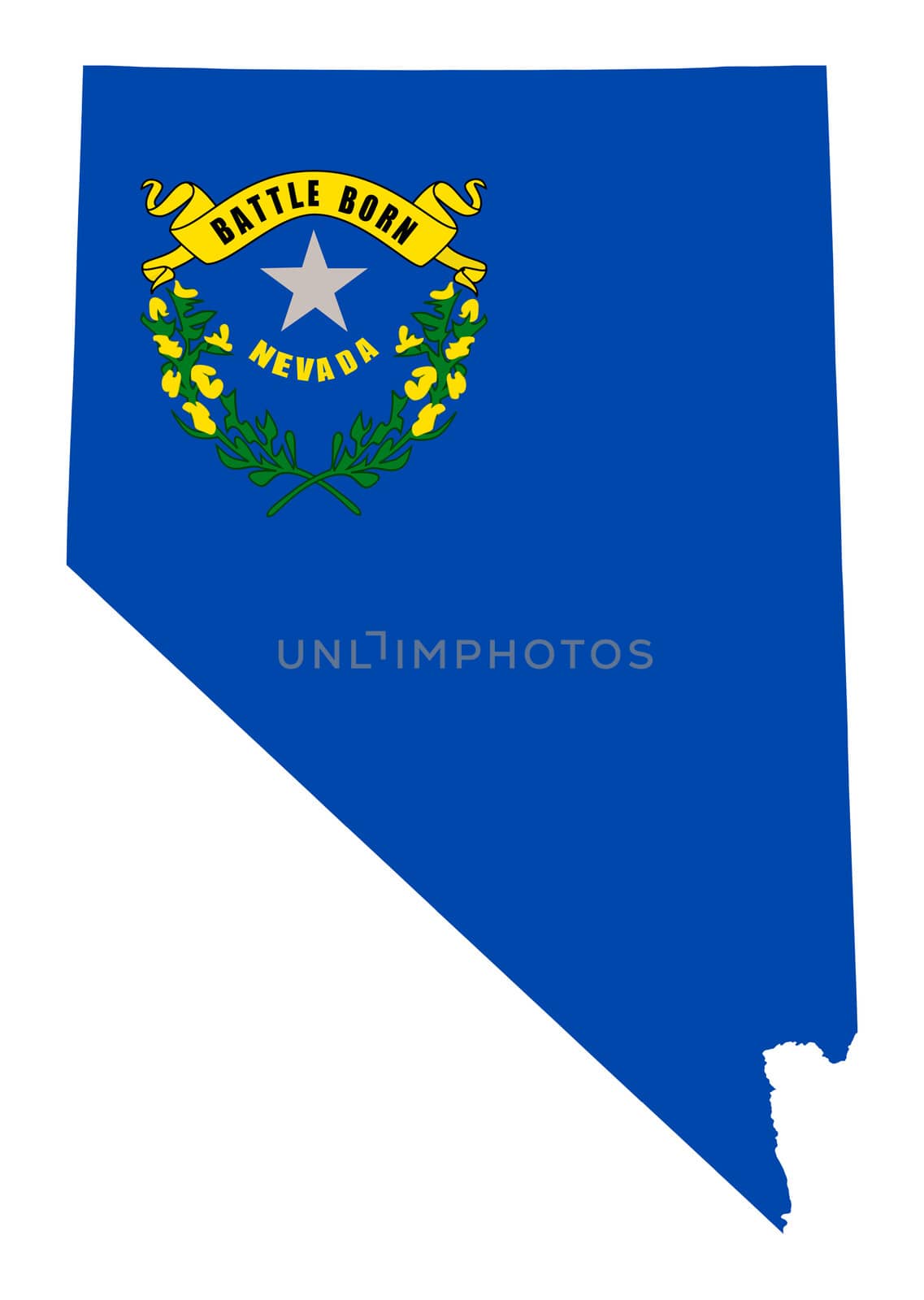 State of Nevada flag map isolated on a white background, U.S.A.