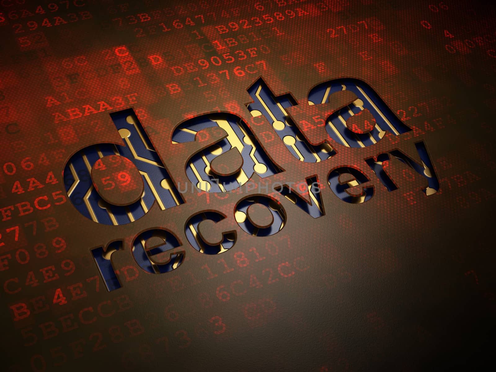 Information concept: digital screen with word Data Recovery, 3d render