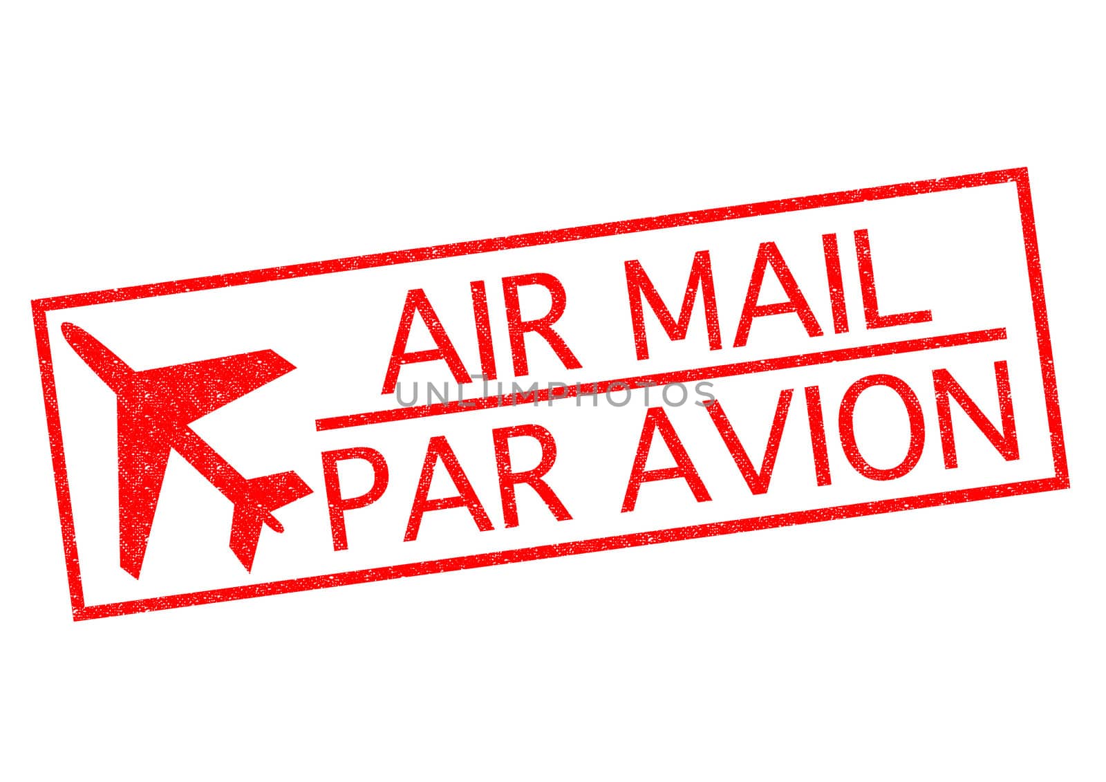 AIR MAIL - PAR AVION red Rubber Stamp over a white background.