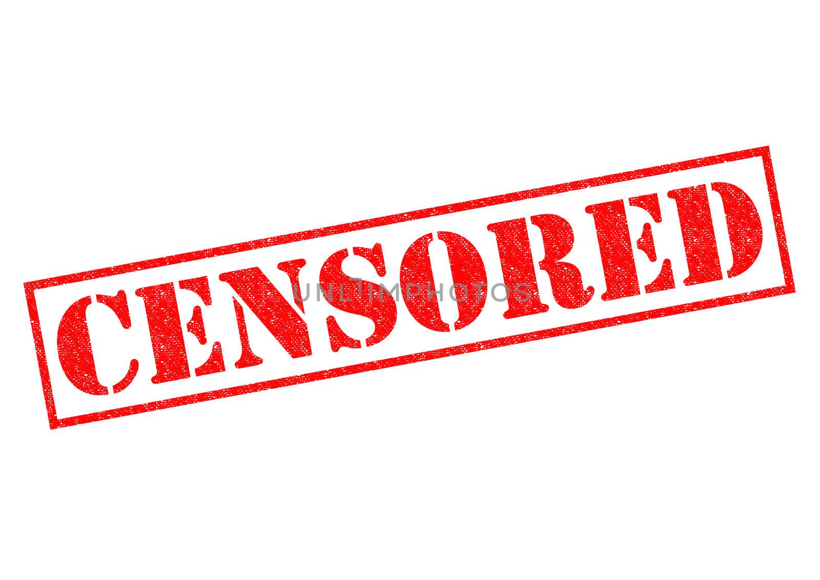 CENSORED red Rubber Stamp over a white background.