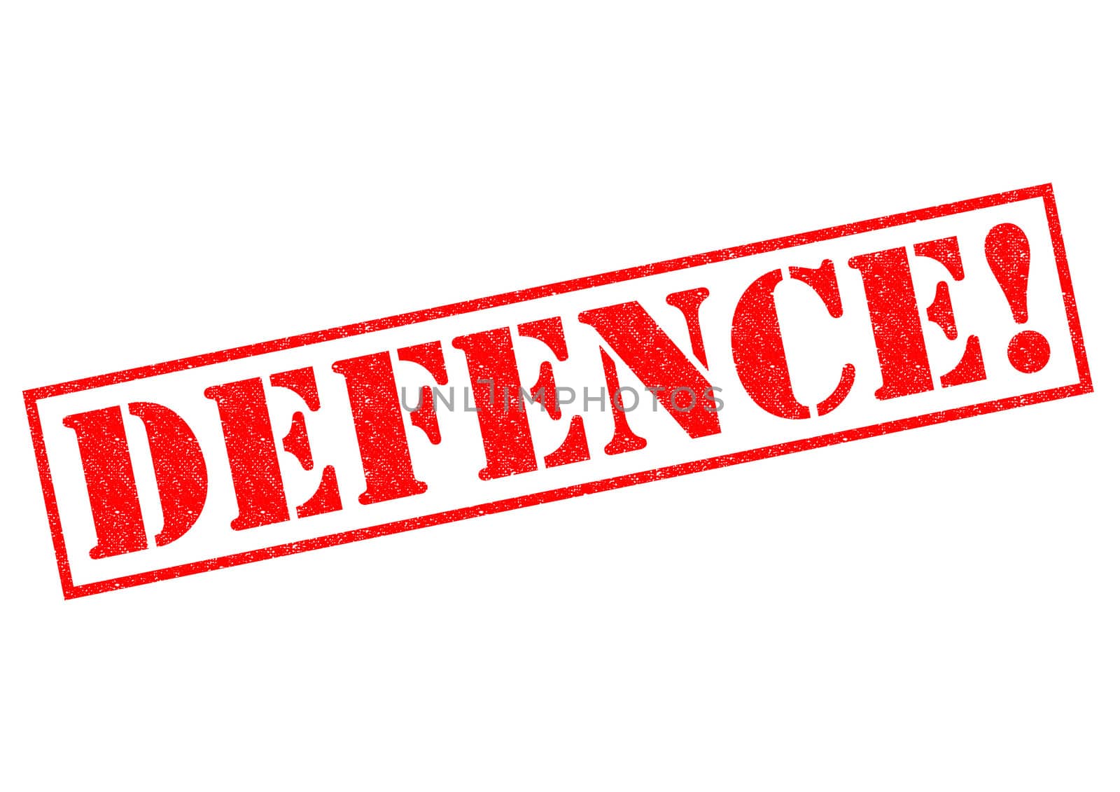 DEFENCE! red Rubber Stamp over a white background.