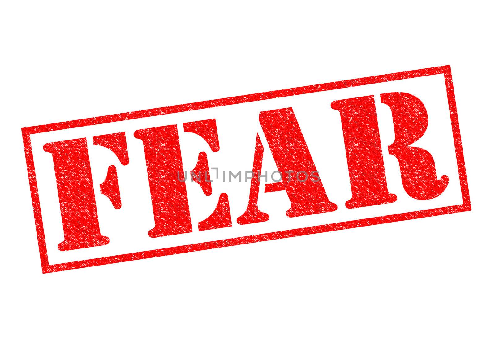 FEAR red Rubber Stamp over a white background.