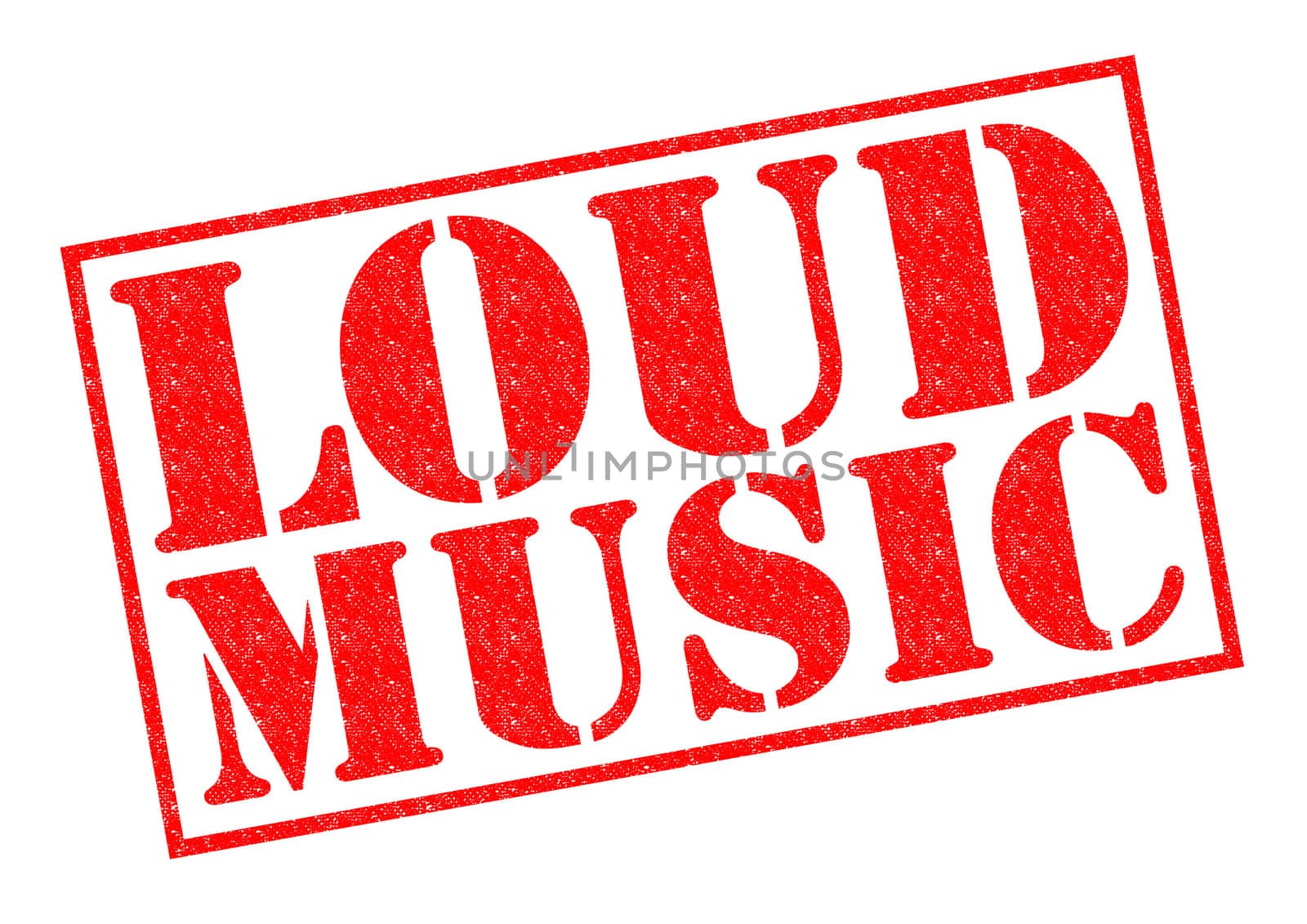 LOUD MUSIC red Rubber Stamp over a white background.