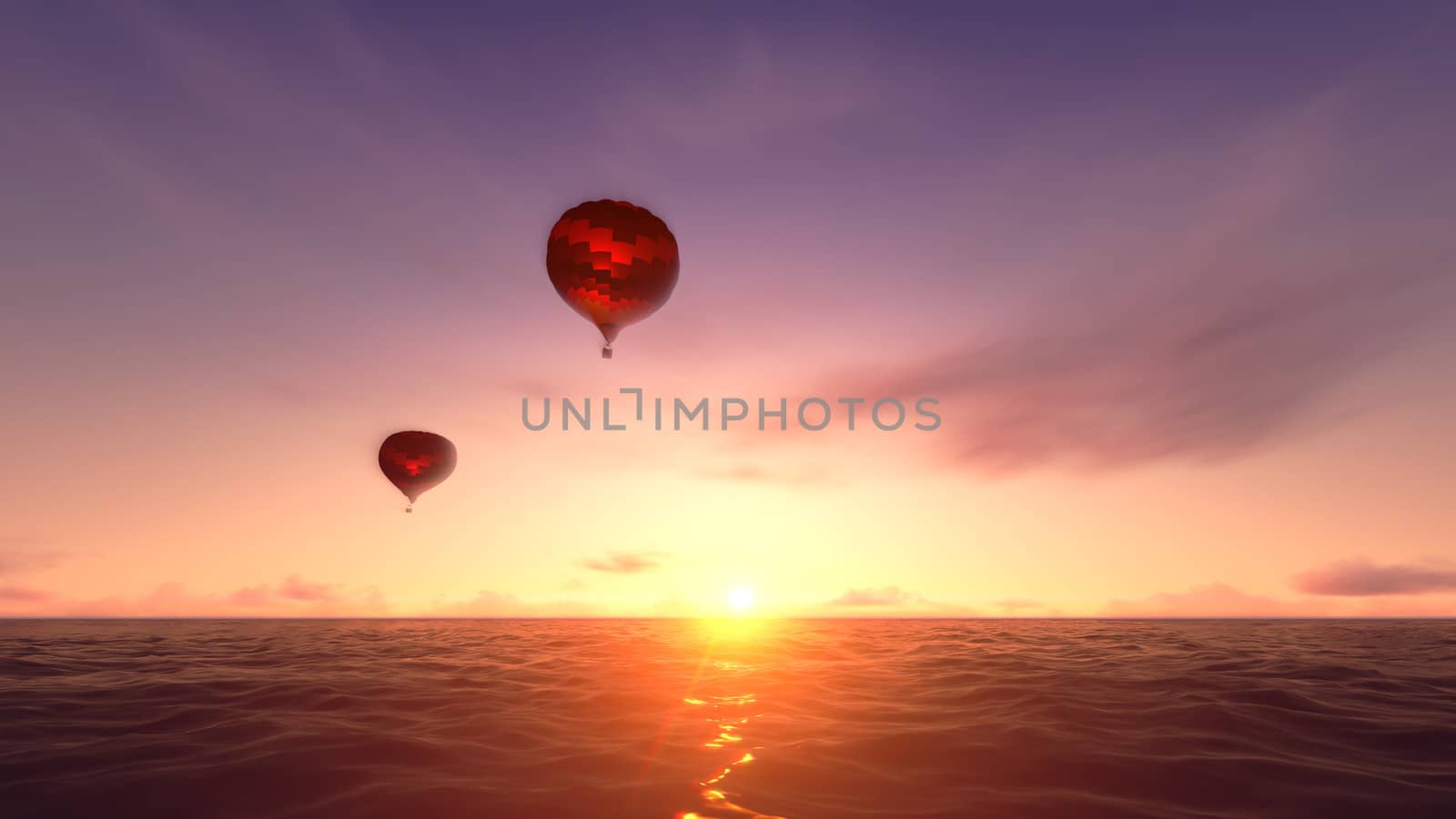 Balloon floating over the ocean by apichart