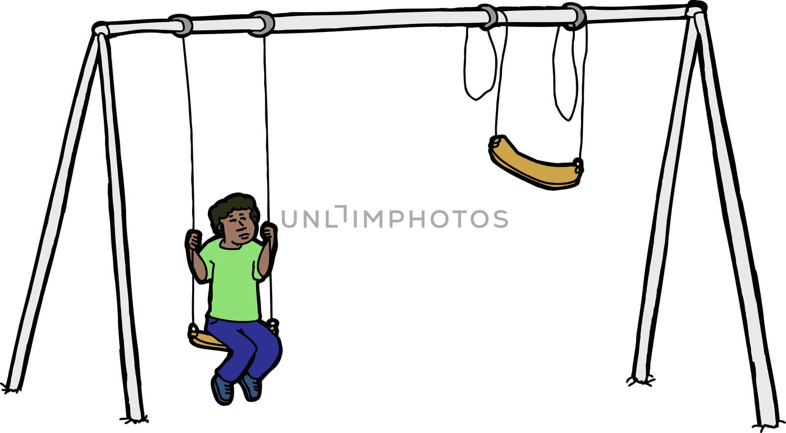 Lonely Child on Swing Set by TheBlackRhino