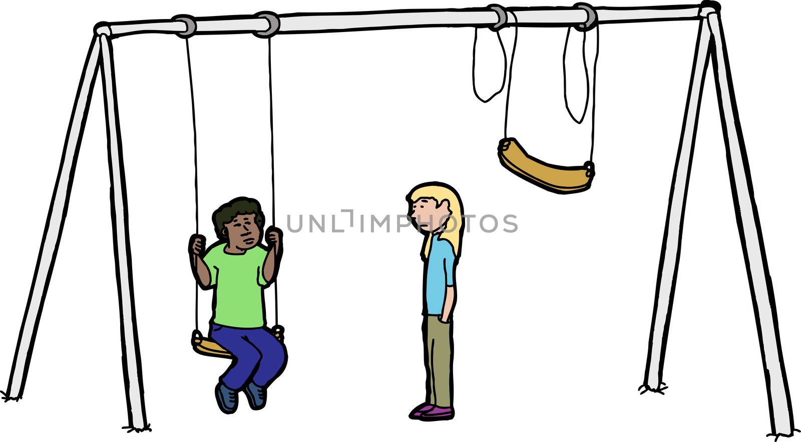 Sad Children at Swing Set by TheBlackRhino