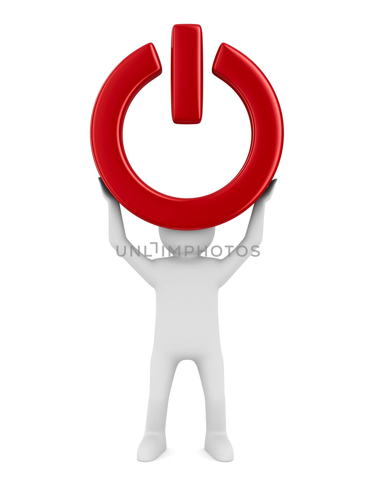 power sign on white background. Isolated 3D image