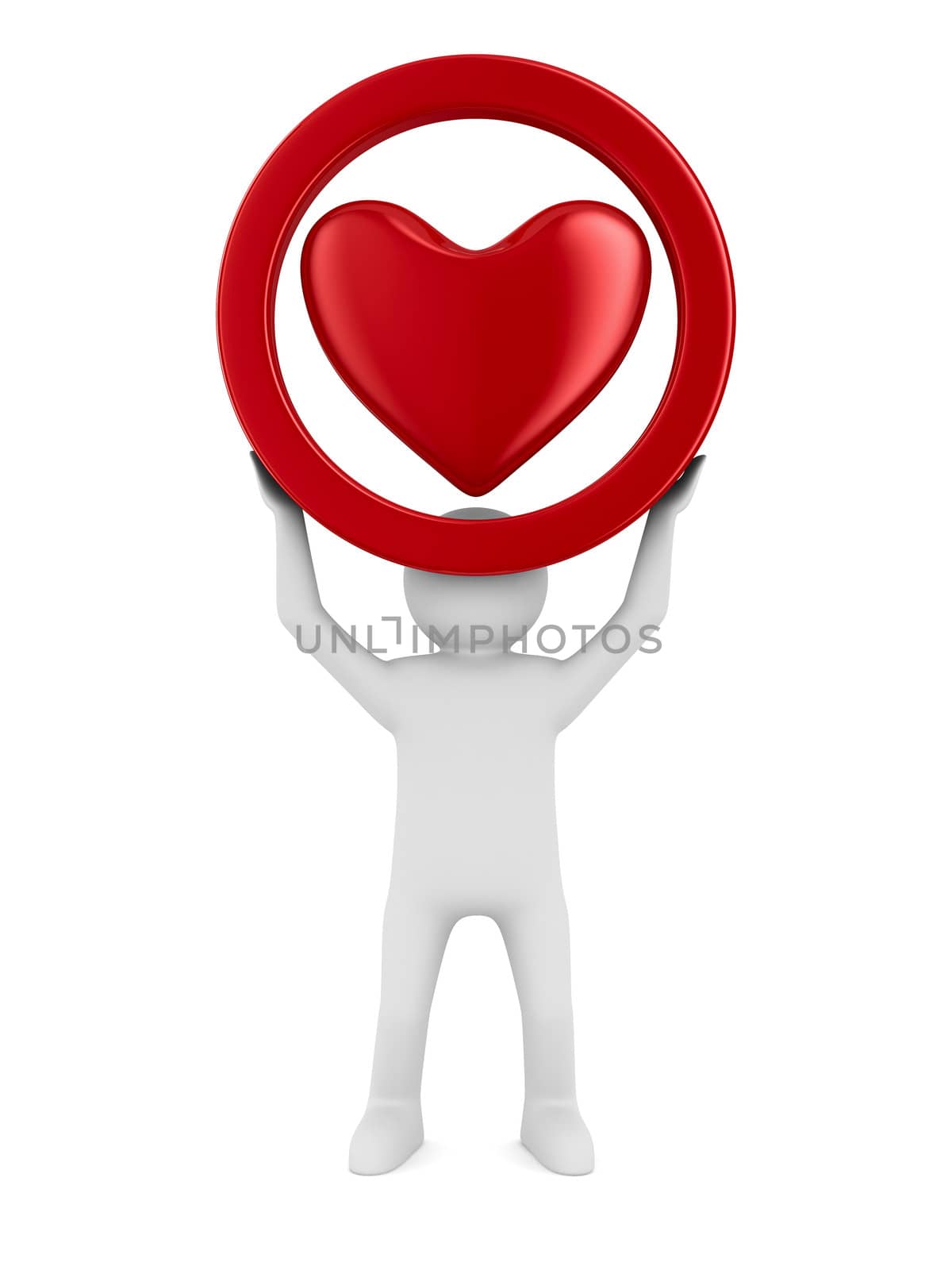 Isolated heart on white background. 3D image