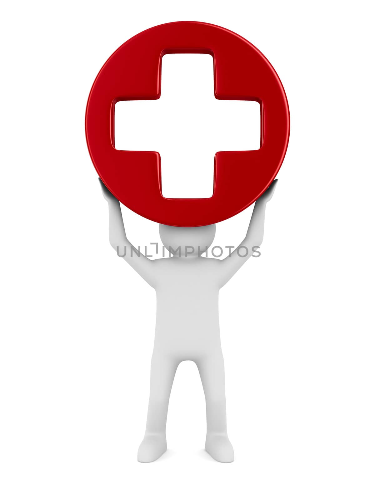 Symbol plus on white background. Isolated 3D image