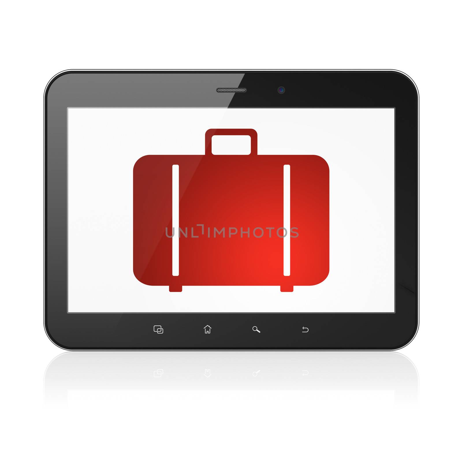 Tourism concept: Bag on tablet pc computer by maxkabakov