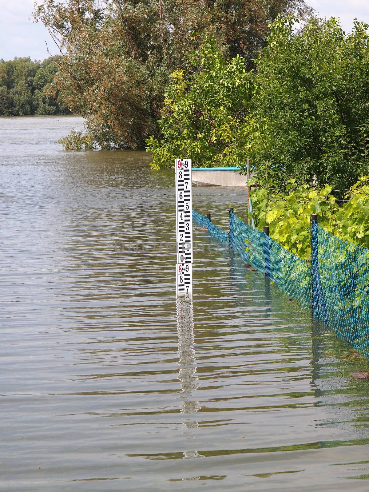 Depth marker indicating the depth of water in a potential flooded area.     