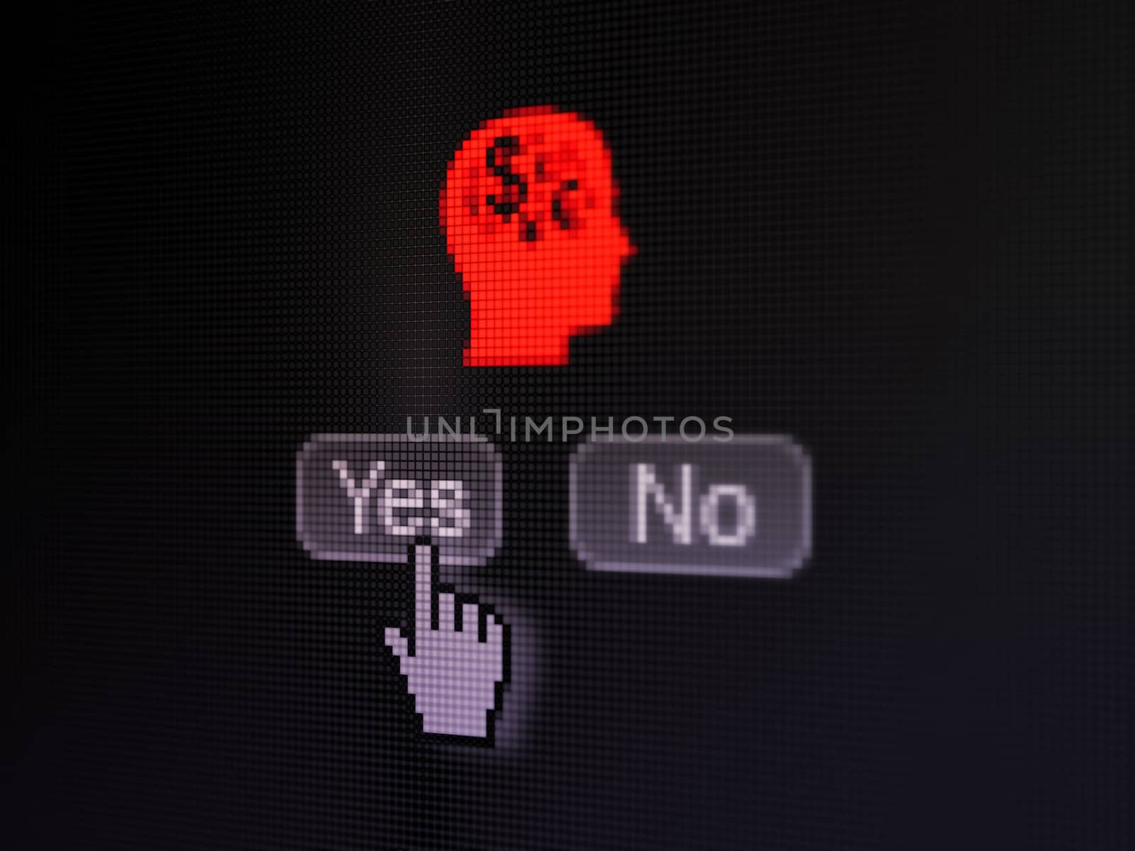 Finance concept: Head With Finance Symbol on digital computer screen by maxkabakov