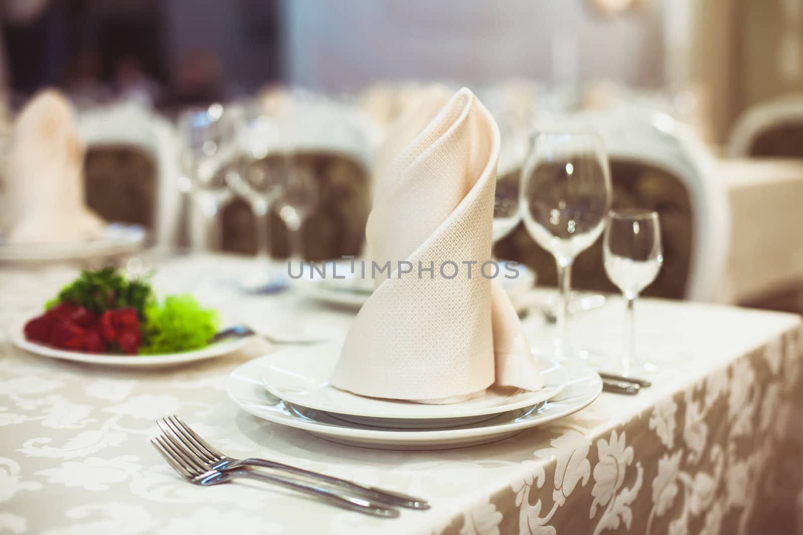 Restaurant serving on the table close up
