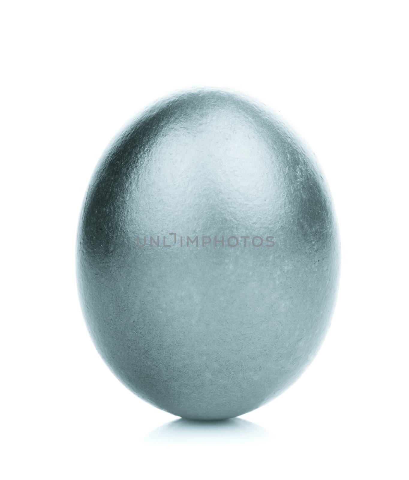 One silver egg isolated on white background