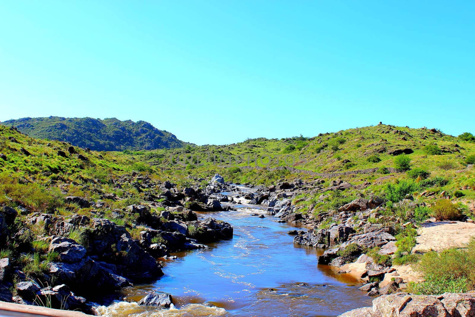 Natural river mountain in Cordoba, Argentina