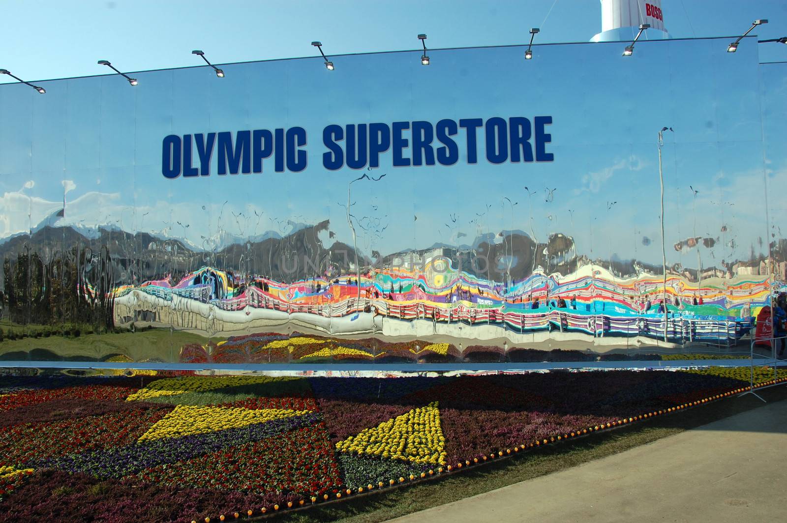 Olympic surerstore mirror wall at XXII Winter Olympic Games Sochi 2014, Russia, 15.02.2014