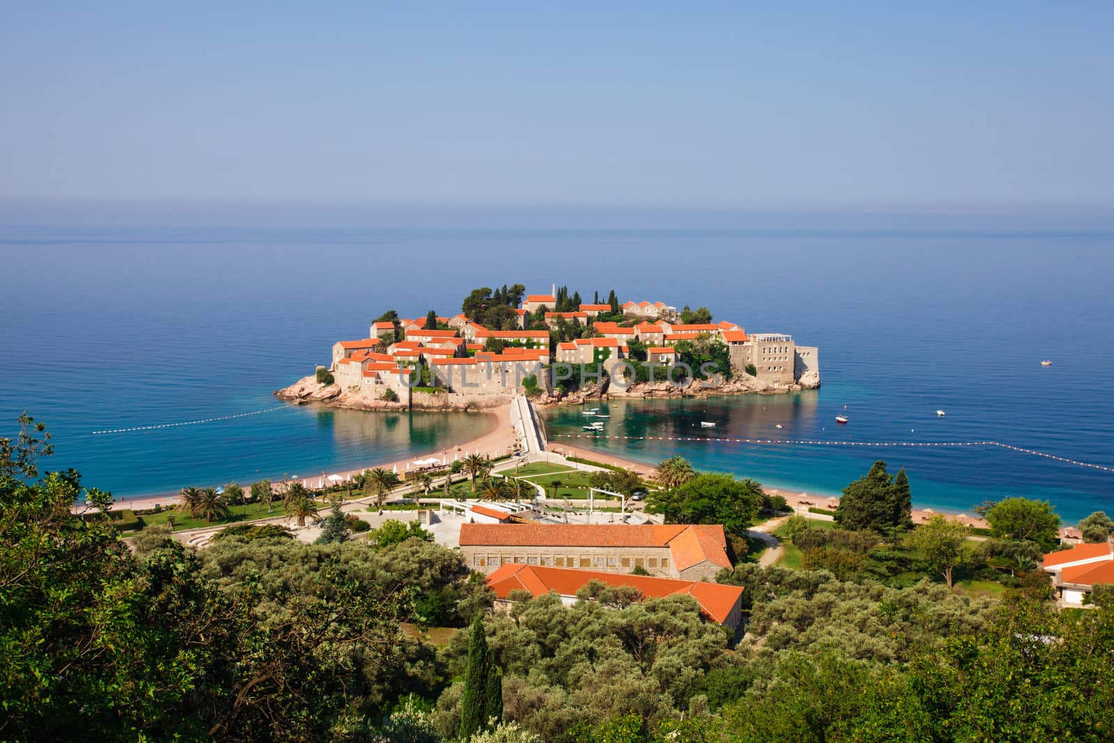 Adriatic Sea, small islet and resort - St. Stefan, Montenegro, Europe