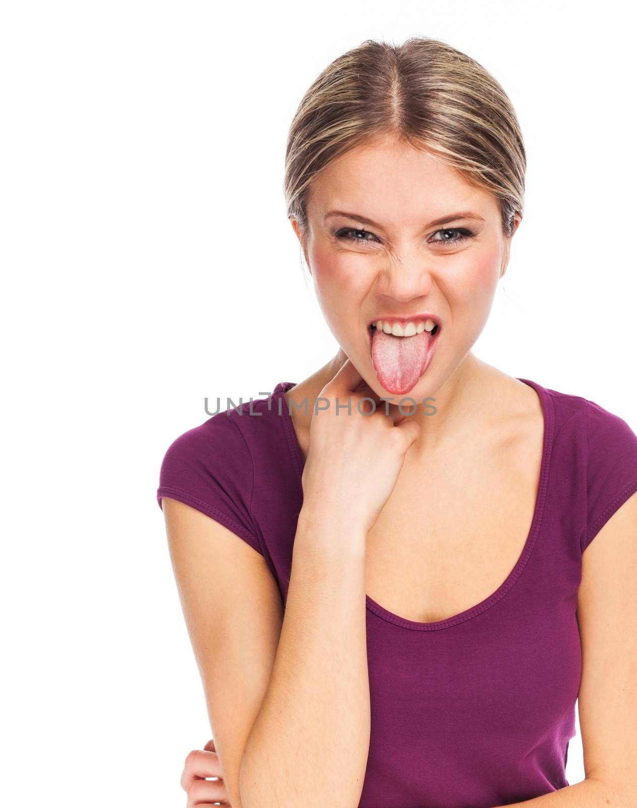Woman sticking tongue out by TristanBM