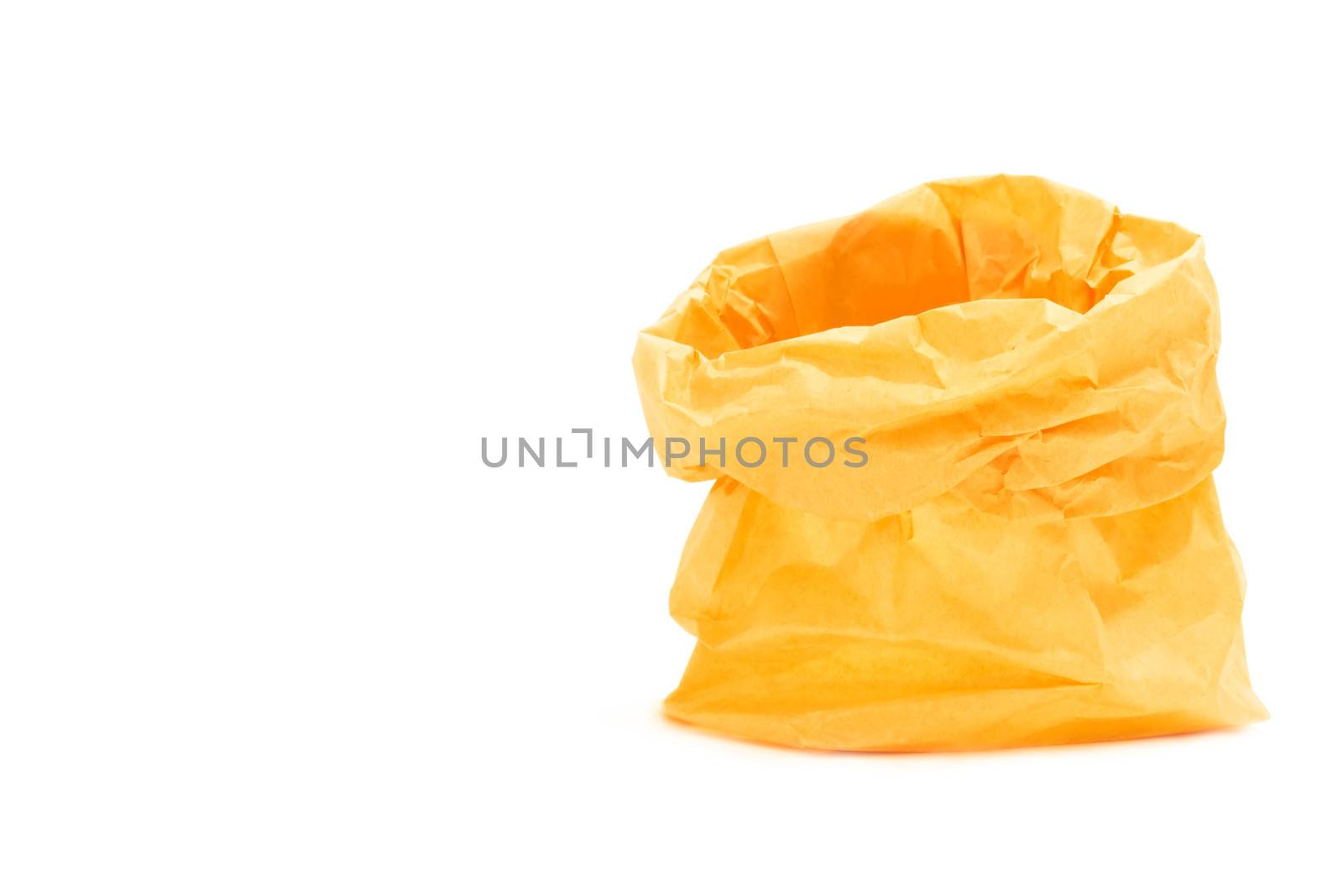paper bag, open and empty isolated by Carche