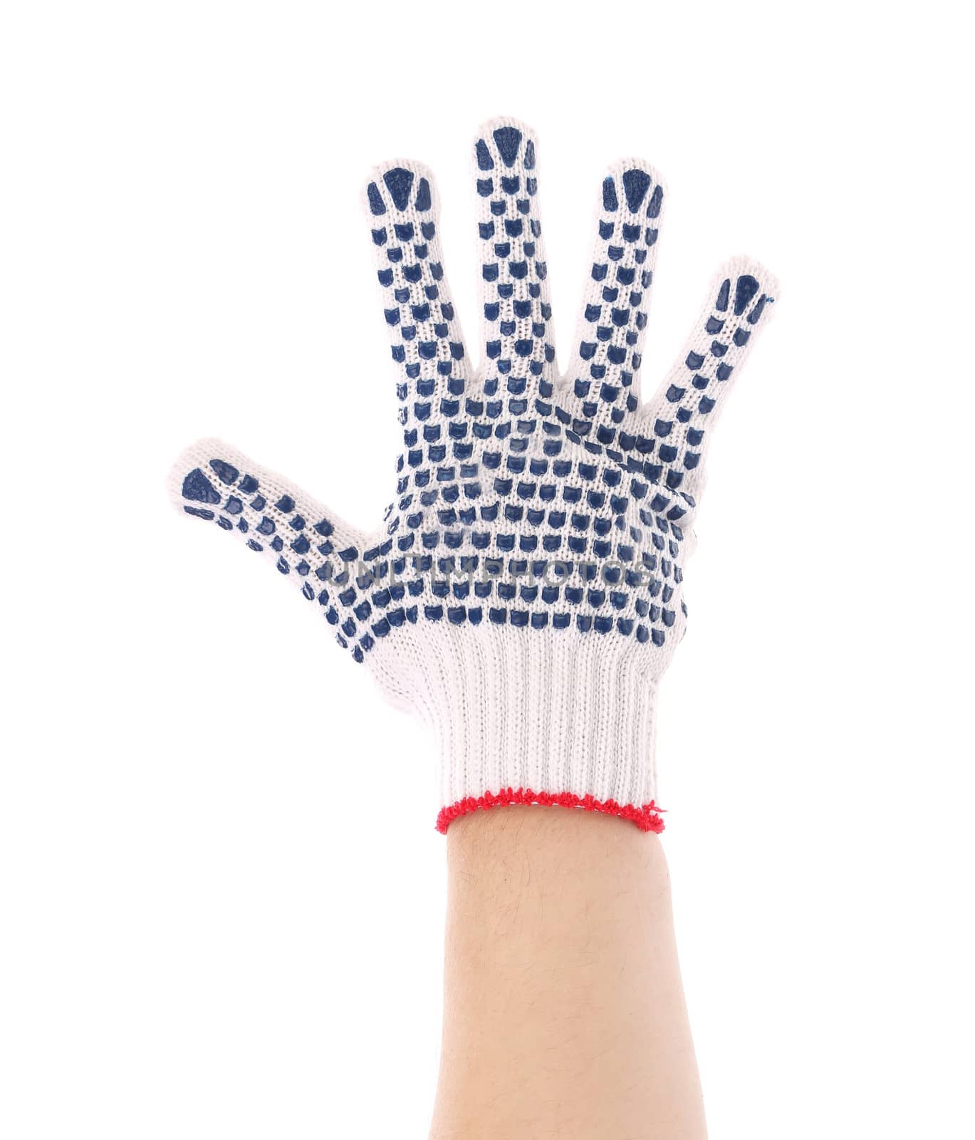Rubber protective gray glove. Isolated on a white background.