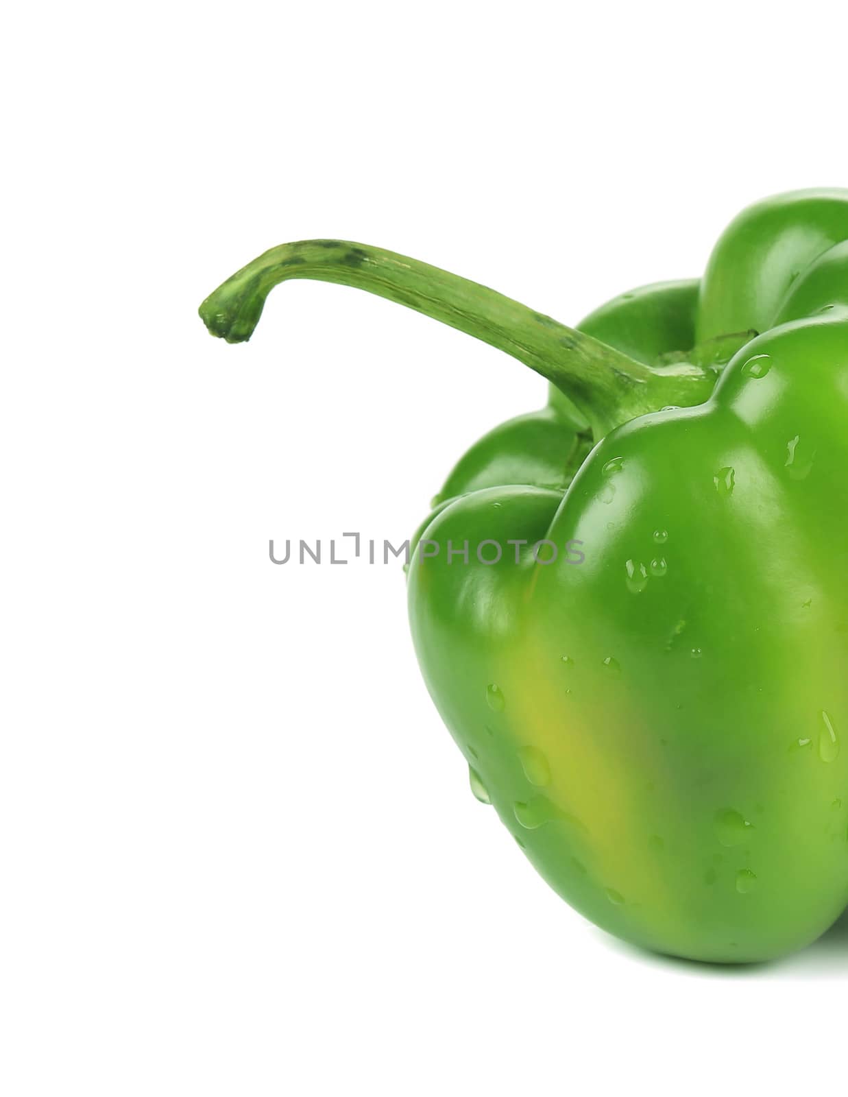 close up of sweet green pepper. Isolated on a white background.
