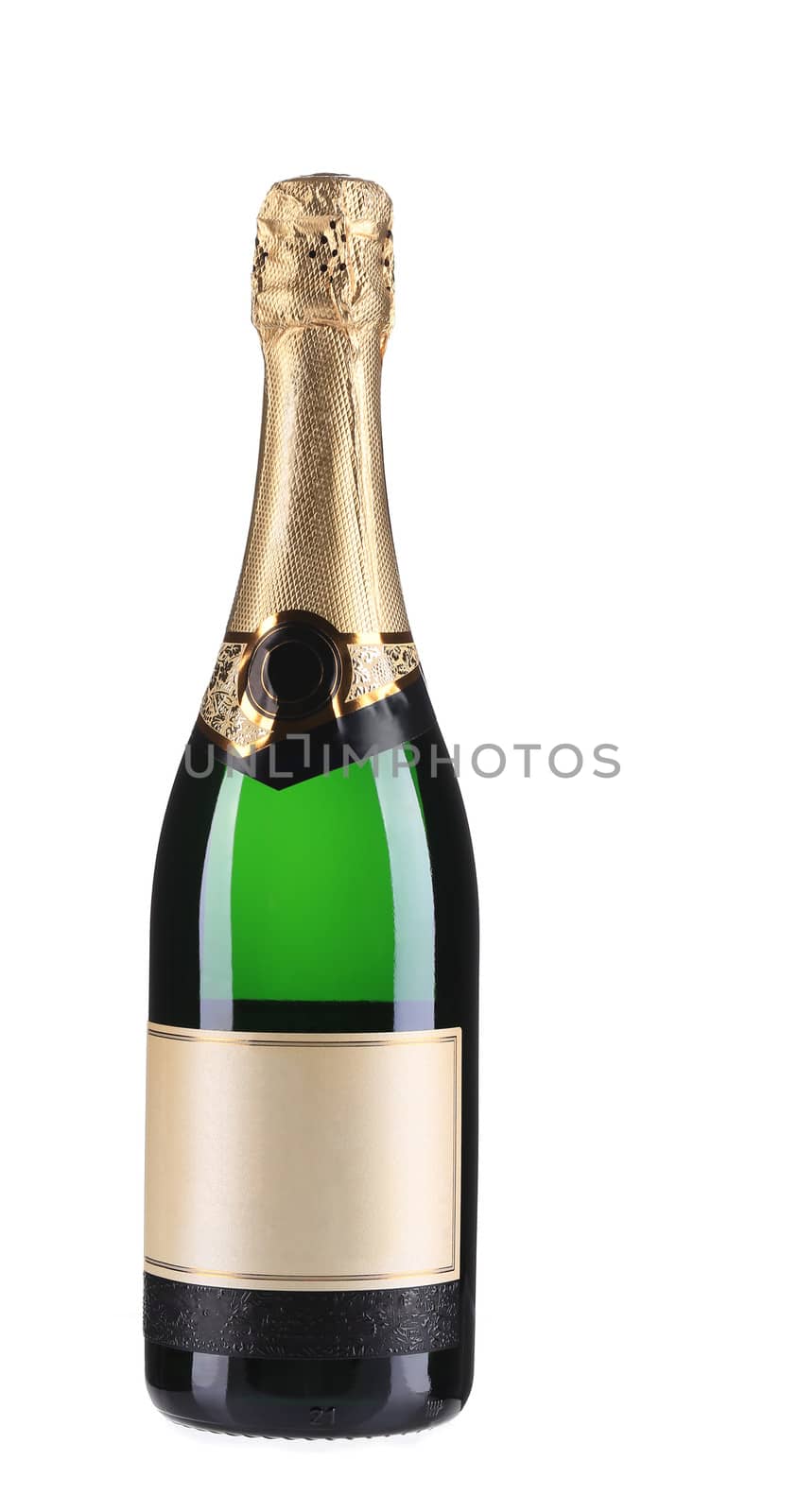 Bottle of champagne. Isolated on a white background.