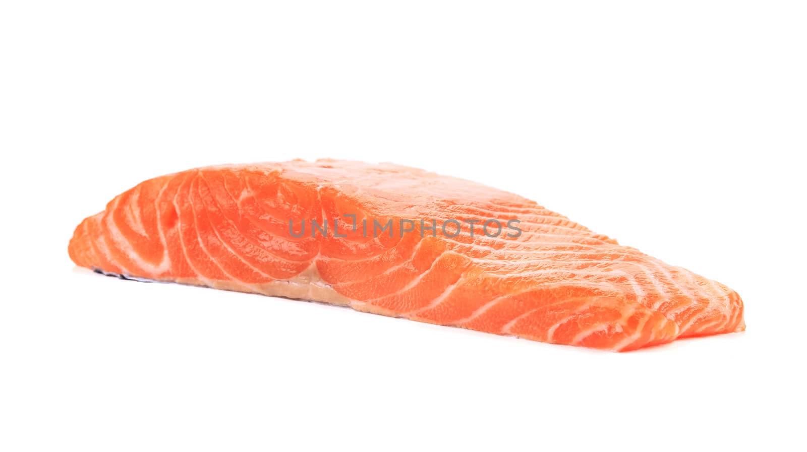 Raw salmon fillet. Isolated n a white background.