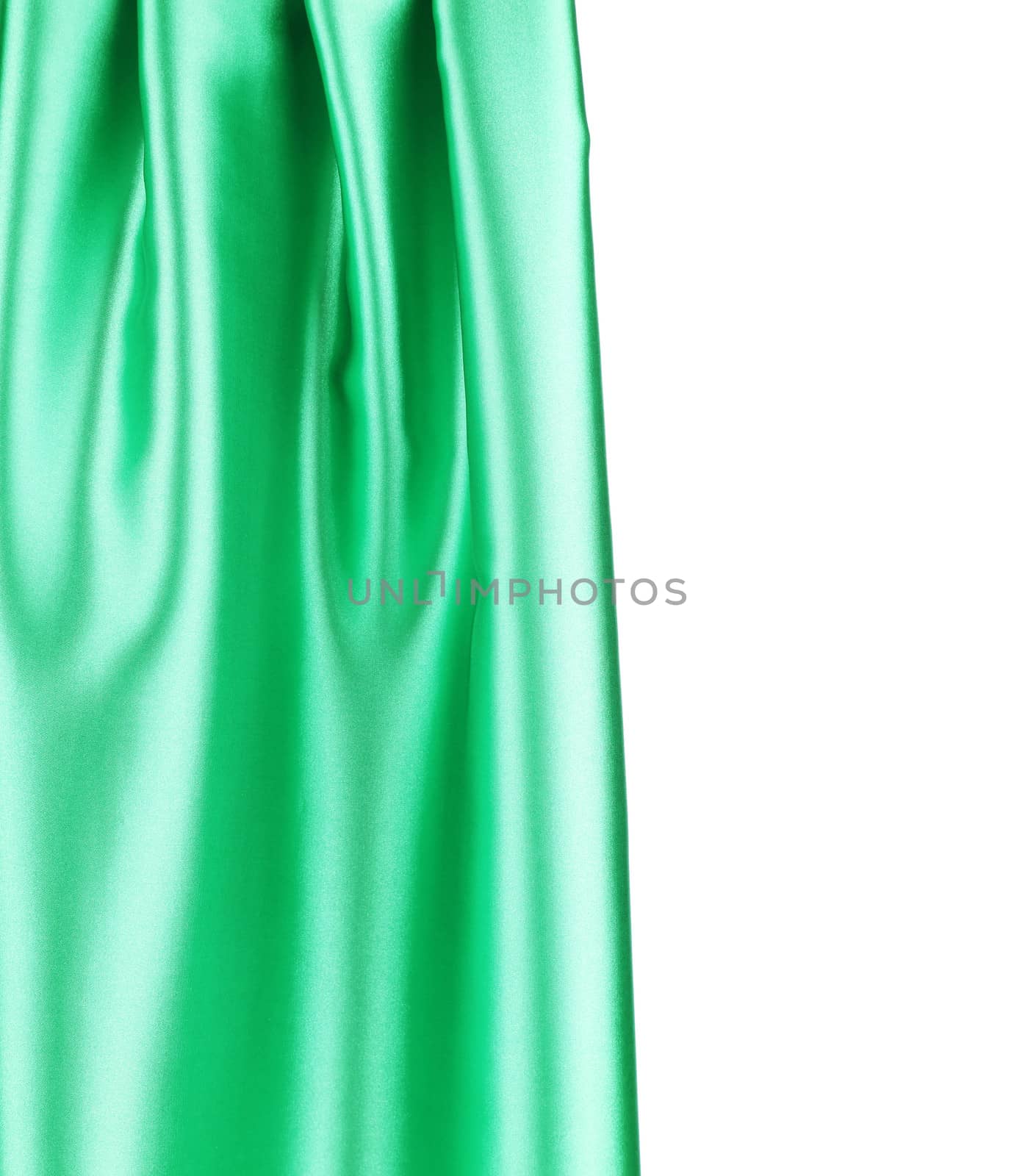Emerald green silk. On a white background.