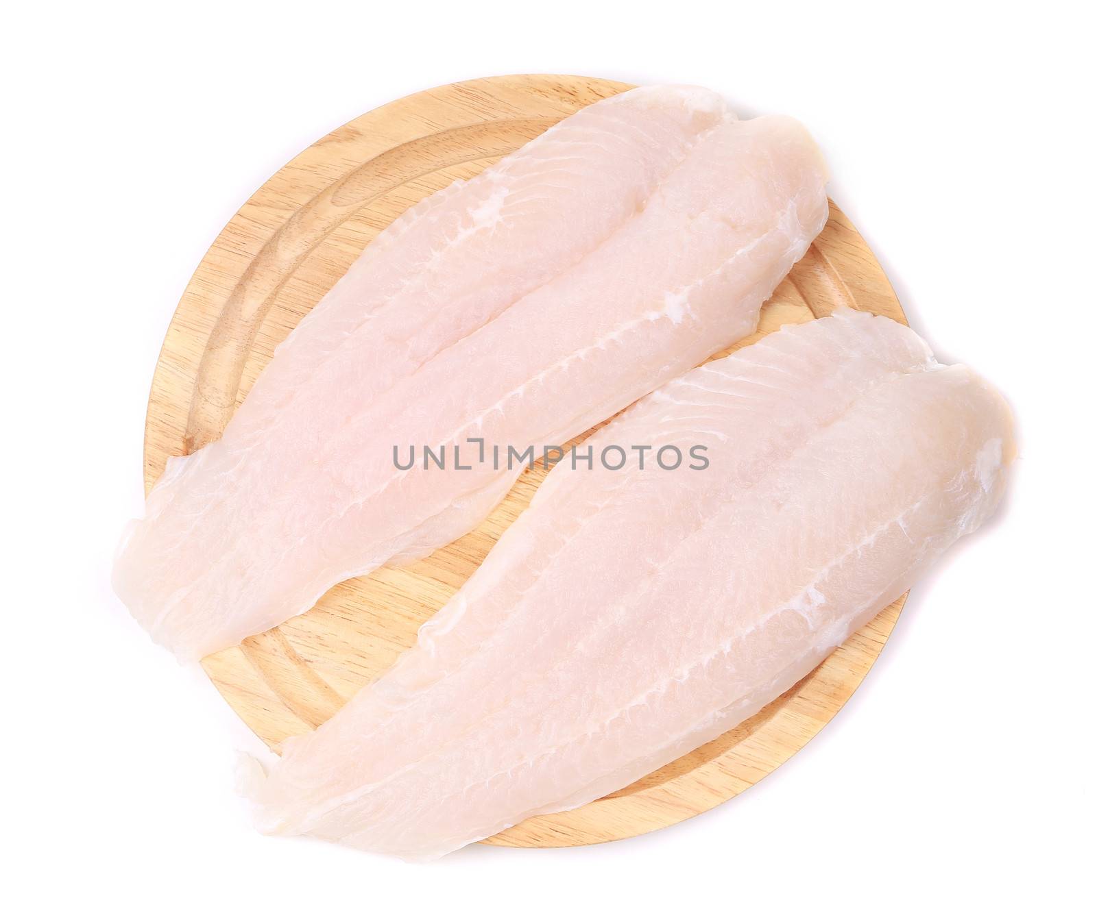 Fresh fillet of pangasius. Isolated on a white background.