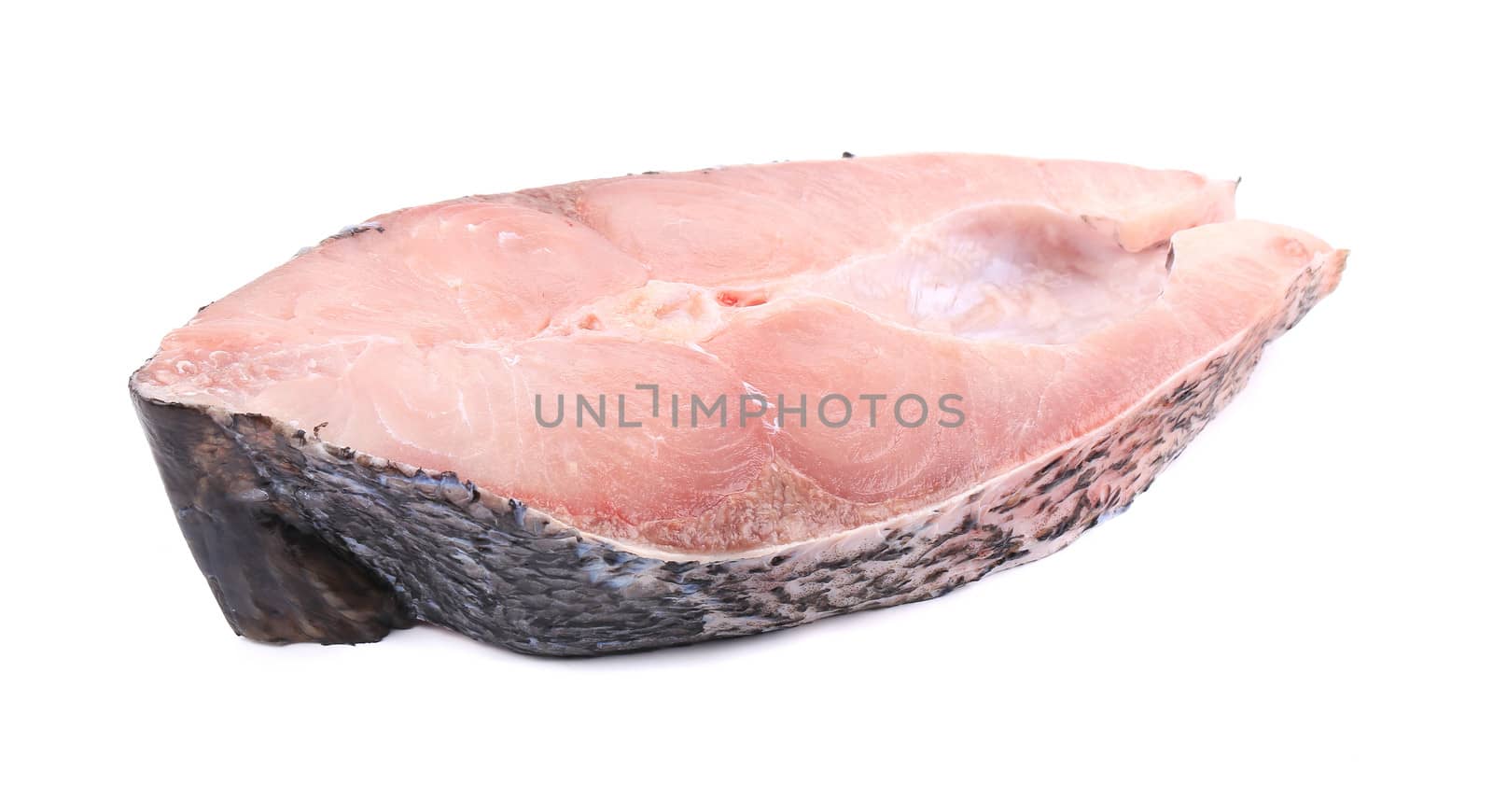 Fillet of fresh raw fish carp. Isolated on a white background.