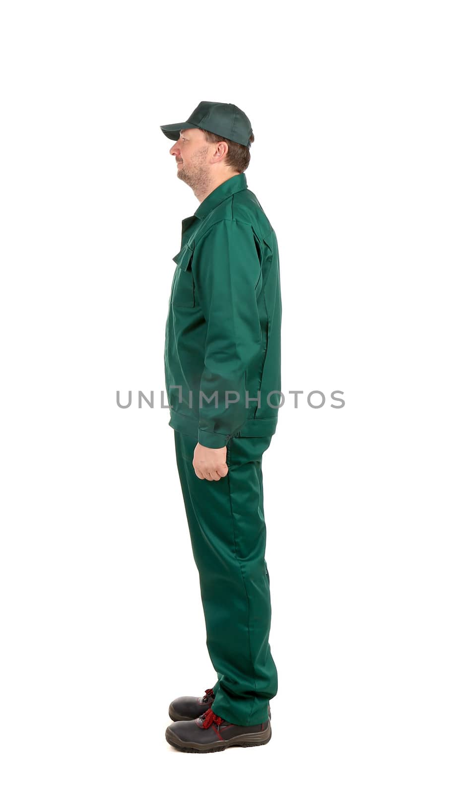 Man in green workwear. by indigolotos