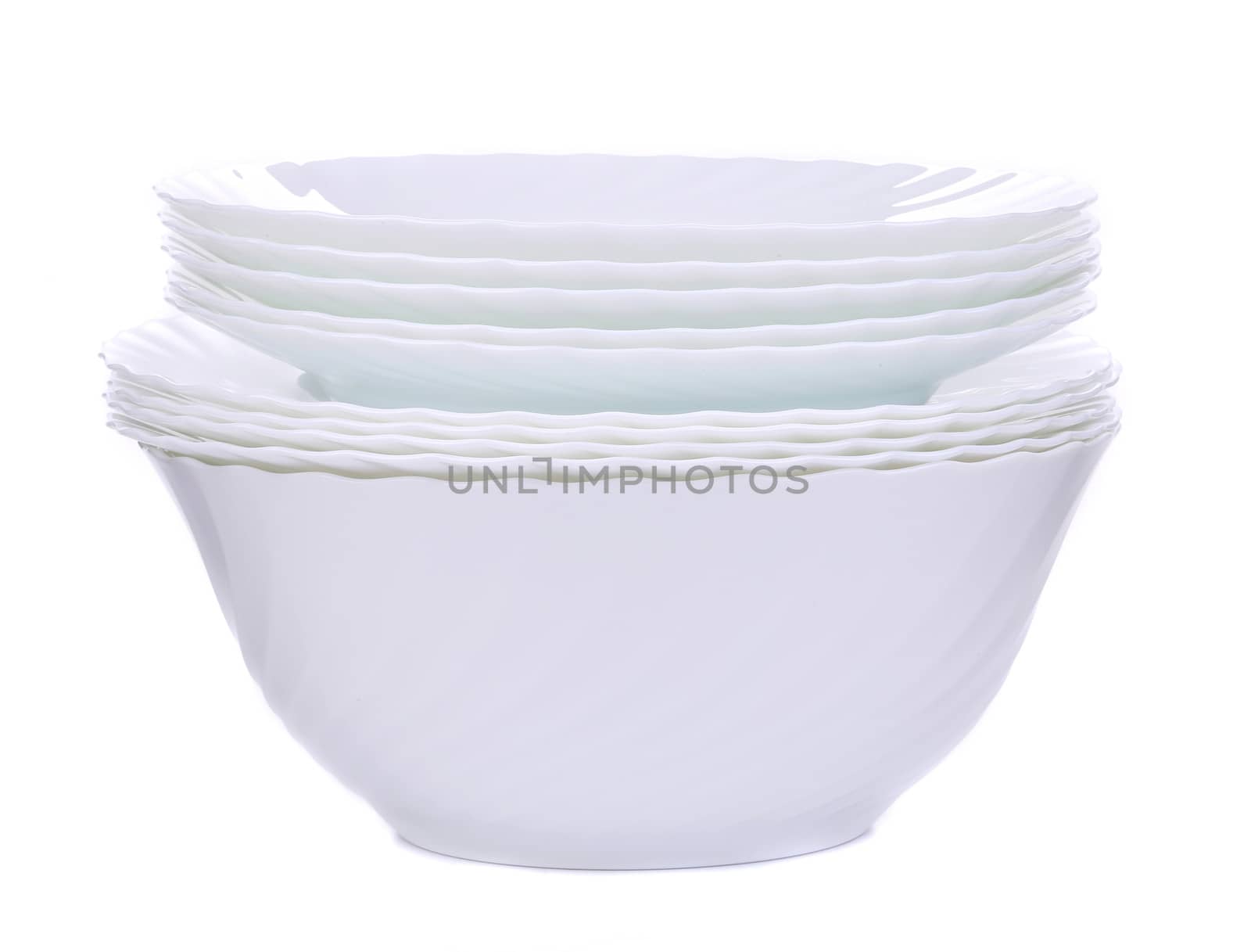Empty plates isolated on a white. Isolated on a white background.
