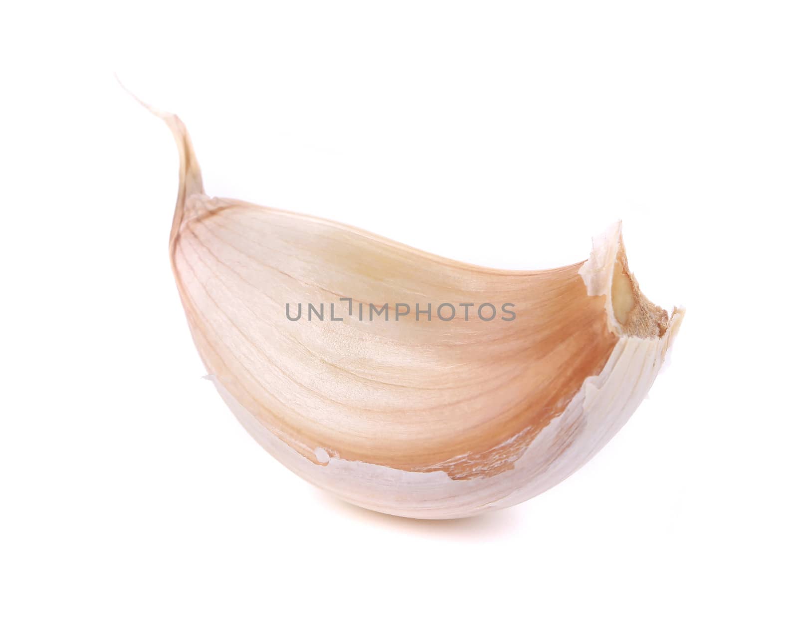 Red garlic cloves. Isolated on a white background.