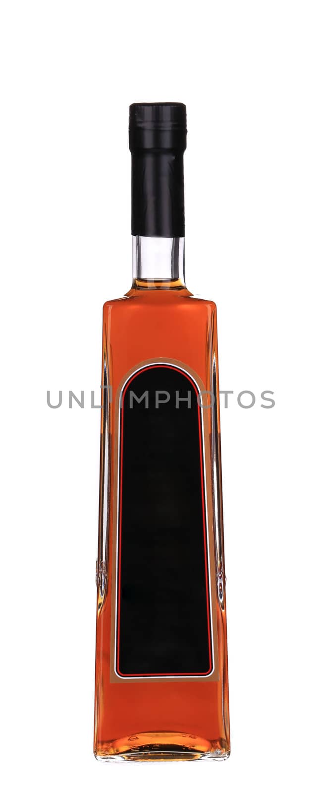 Cognac bottle on white background. Isolated on a white background.