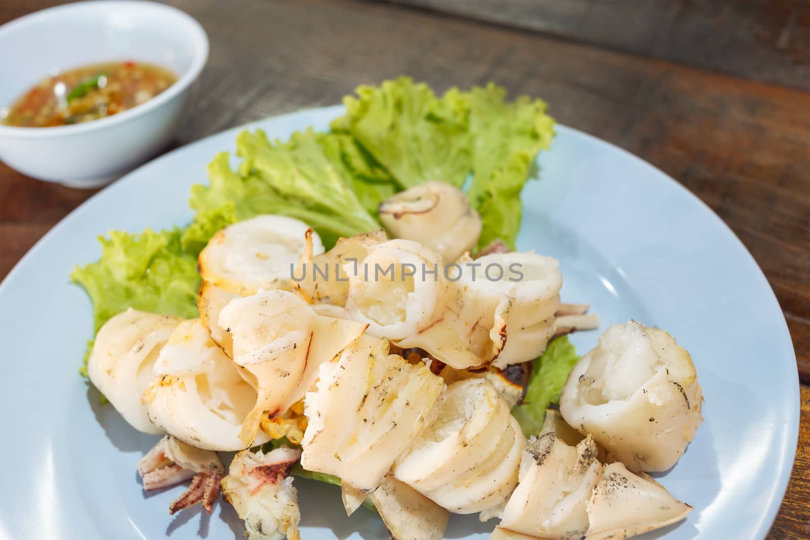 Grilled Squid on dish