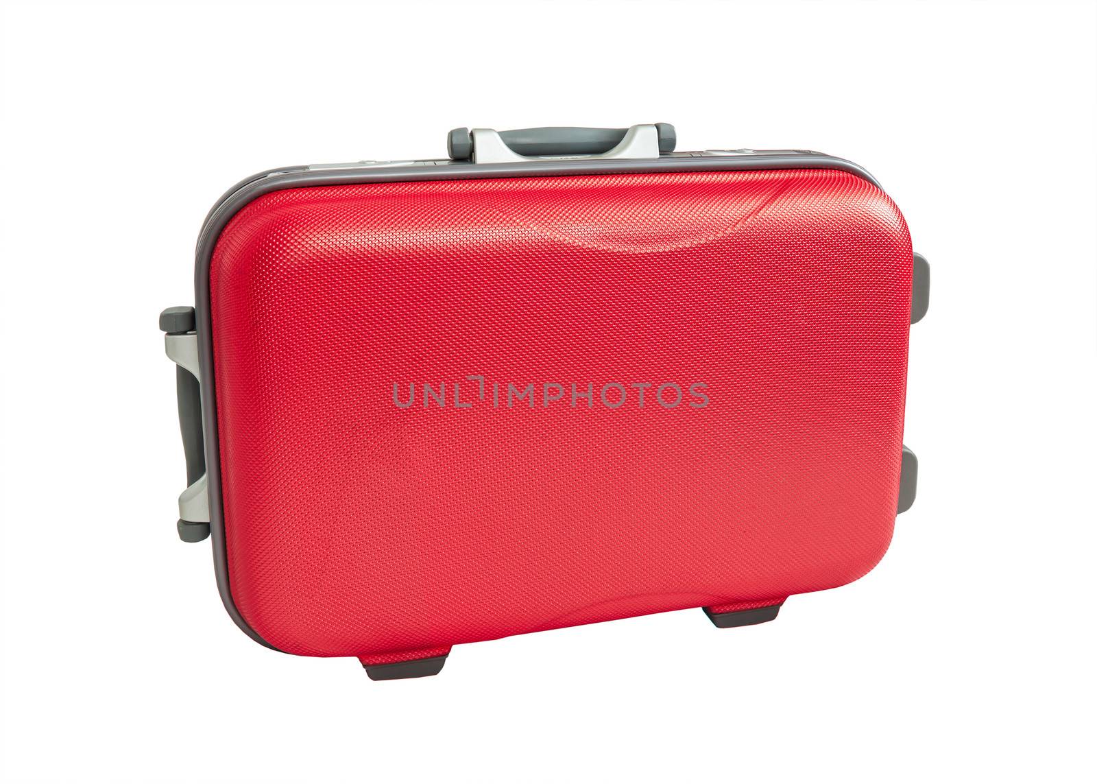 Travel Suitcase red color on white background