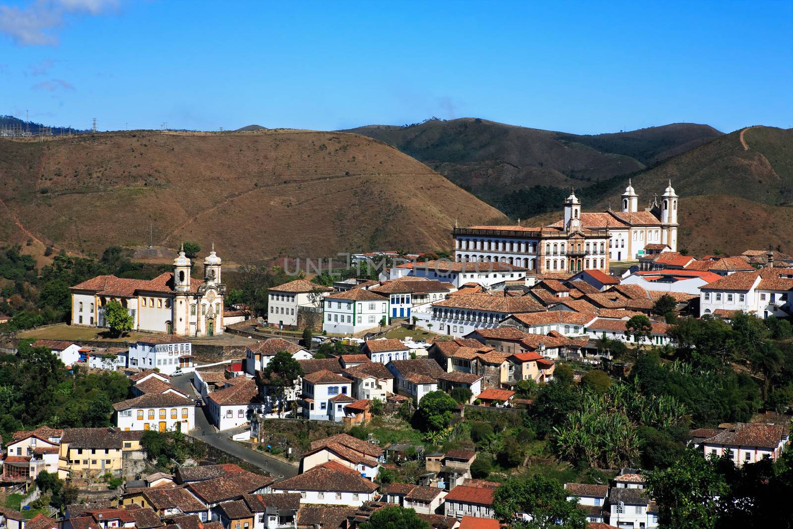 view of the unesco world heritage city of ouro preto in minas gerais brazil