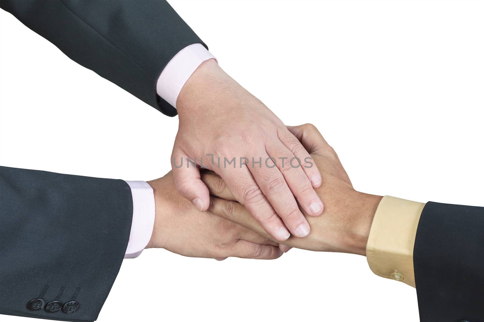 business hand joined for teamwork concept